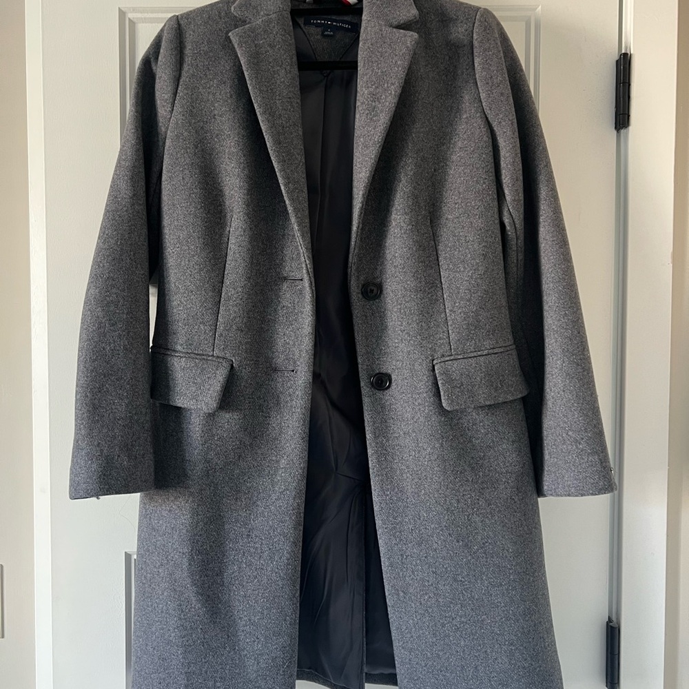 Tommy Hilfiger Gray Wool Blend Overcoat